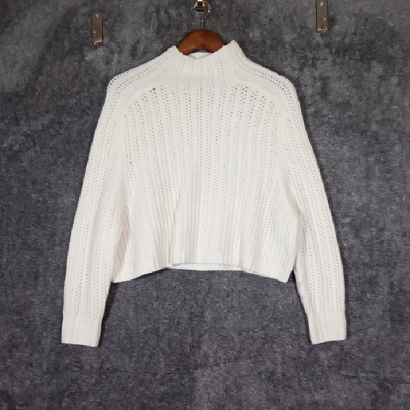 Madewell Pointelle Stitch Mockneck Sweater Ivory Wool Heritage Womens Xs - Picture 3 of 9